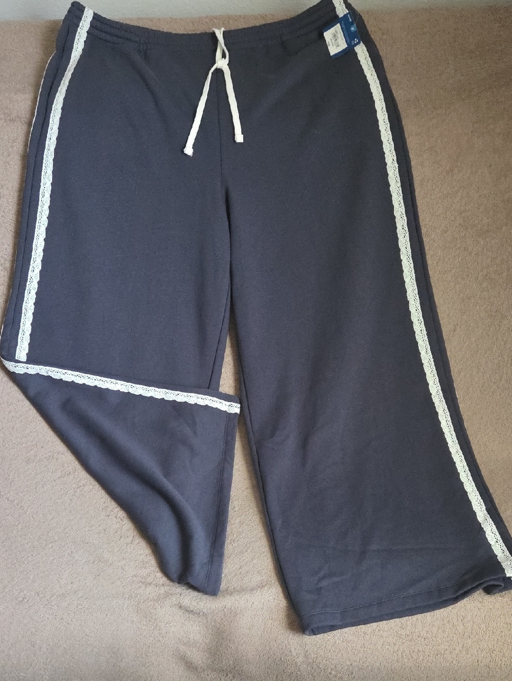 Arizona Jean Company Ombre Blue Track Pants with White Lace Trim